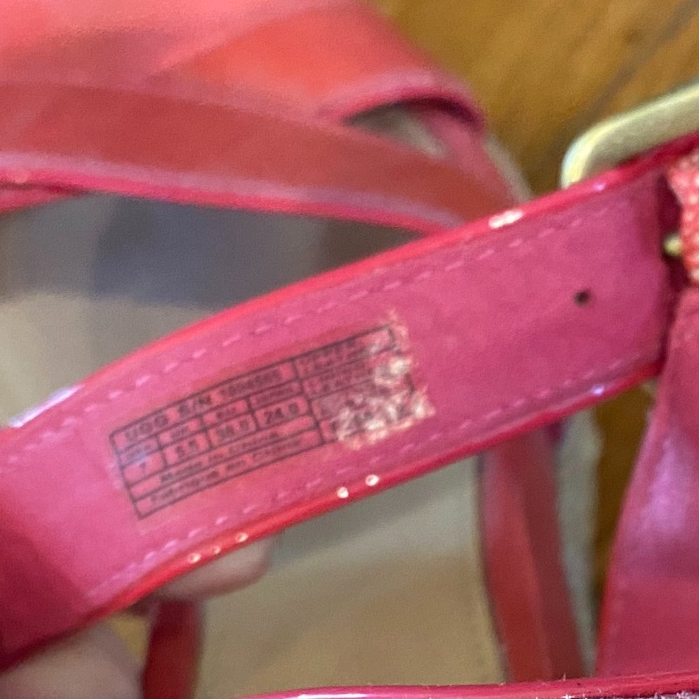 UGG Australia Hot Pink Jackilyn Leather Platform Espadrille Sandals Size 7 - Picture 5 of 12